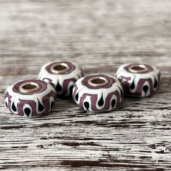 TROLLBEADS Purple White Black Teeth Unique LAA 925S NEW! Opaque, $ per Bead - Picture 4 of 4